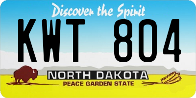 ND license plate KWT804