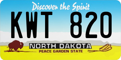 ND license plate KWT820