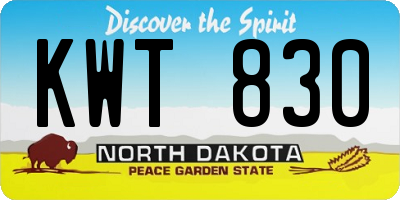 ND license plate KWT830