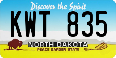 ND license plate KWT835