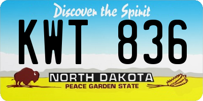 ND license plate KWT836