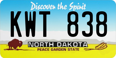 ND license plate KWT838