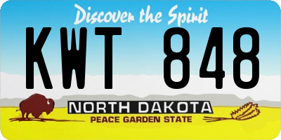 ND license plate KWT848