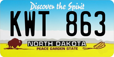 ND license plate KWT863