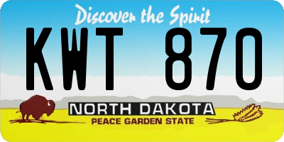 ND license plate KWT870