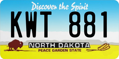 ND license plate KWT881