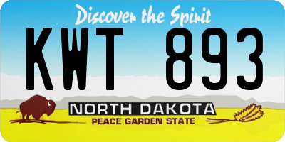 ND license plate KWT893