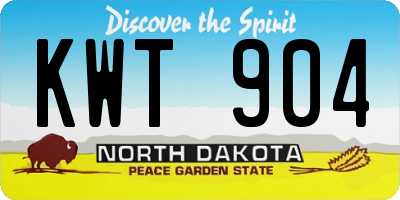 ND license plate KWT904