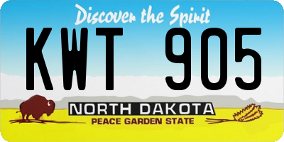 ND license plate KWT905