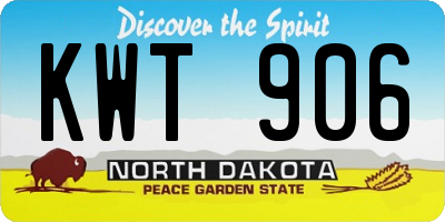 ND license plate KWT906