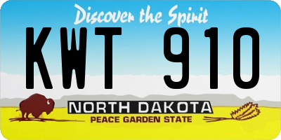 ND license plate KWT910
