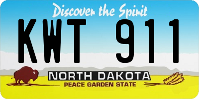 ND license plate KWT911