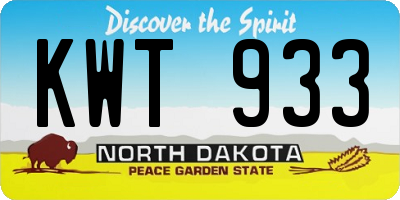 ND license plate KWT933