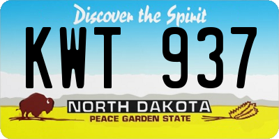 ND license plate KWT937