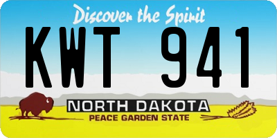 ND license plate KWT941