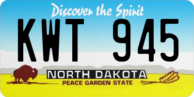 ND license plate KWT945