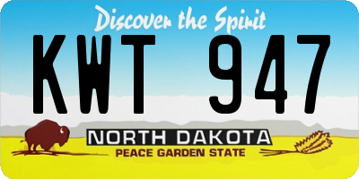 ND license plate KWT947