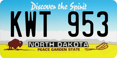 ND license plate KWT953