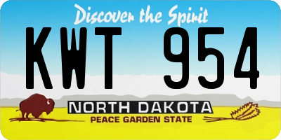 ND license plate KWT954