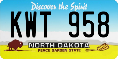 ND license plate KWT958