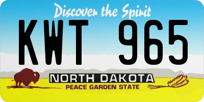 ND license plate KWT965