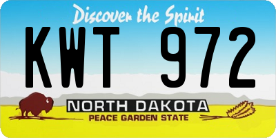 ND license plate KWT972