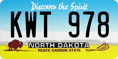 ND license plate KWT978