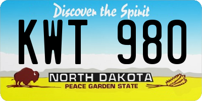 ND license plate KWT980