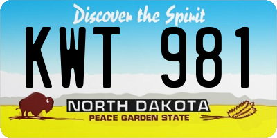 ND license plate KWT981