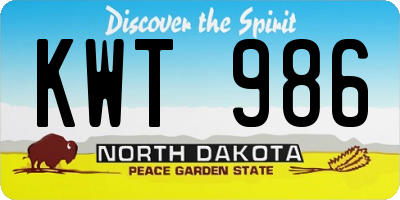 ND license plate KWT986