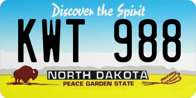 ND license plate KWT988