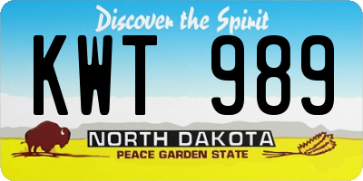 ND license plate KWT989