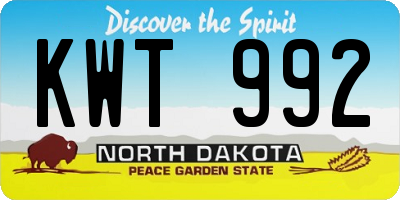 ND license plate KWT992