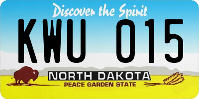 ND license plate KWU015