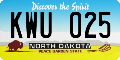 ND license plate KWU025