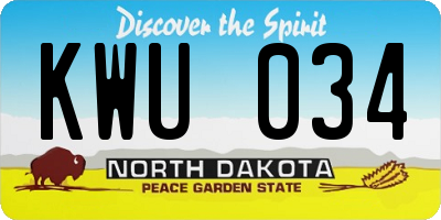 ND license plate KWU034