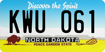 ND license plate KWU061