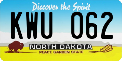 ND license plate KWU062