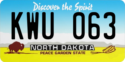 ND license plate KWU063