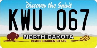 ND license plate KWU067