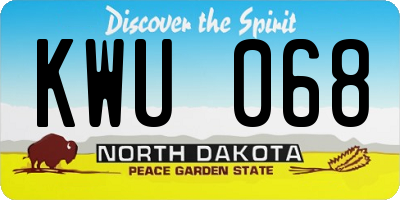 ND license plate KWU068