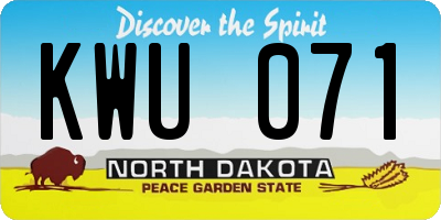 ND license plate KWU071
