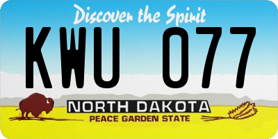 ND license plate KWU077