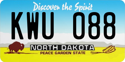 ND license plate KWU088