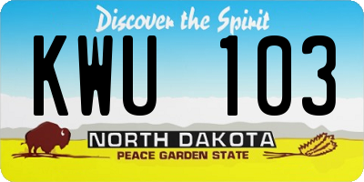 ND license plate KWU103
