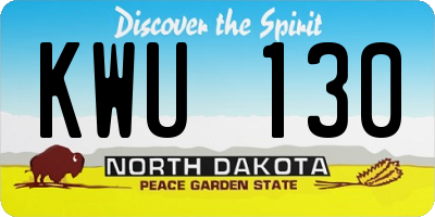 ND license plate KWU130