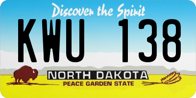 ND license plate KWU138