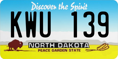 ND license plate KWU139