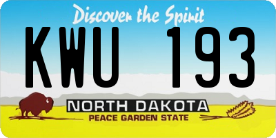 ND license plate KWU193