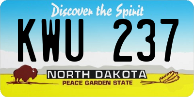 ND license plate KWU237